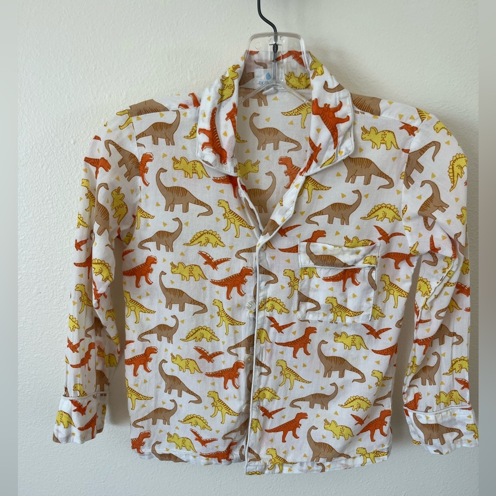 Dino Print Cotton Pajama Set Size: 6 - Picture 2 of 10